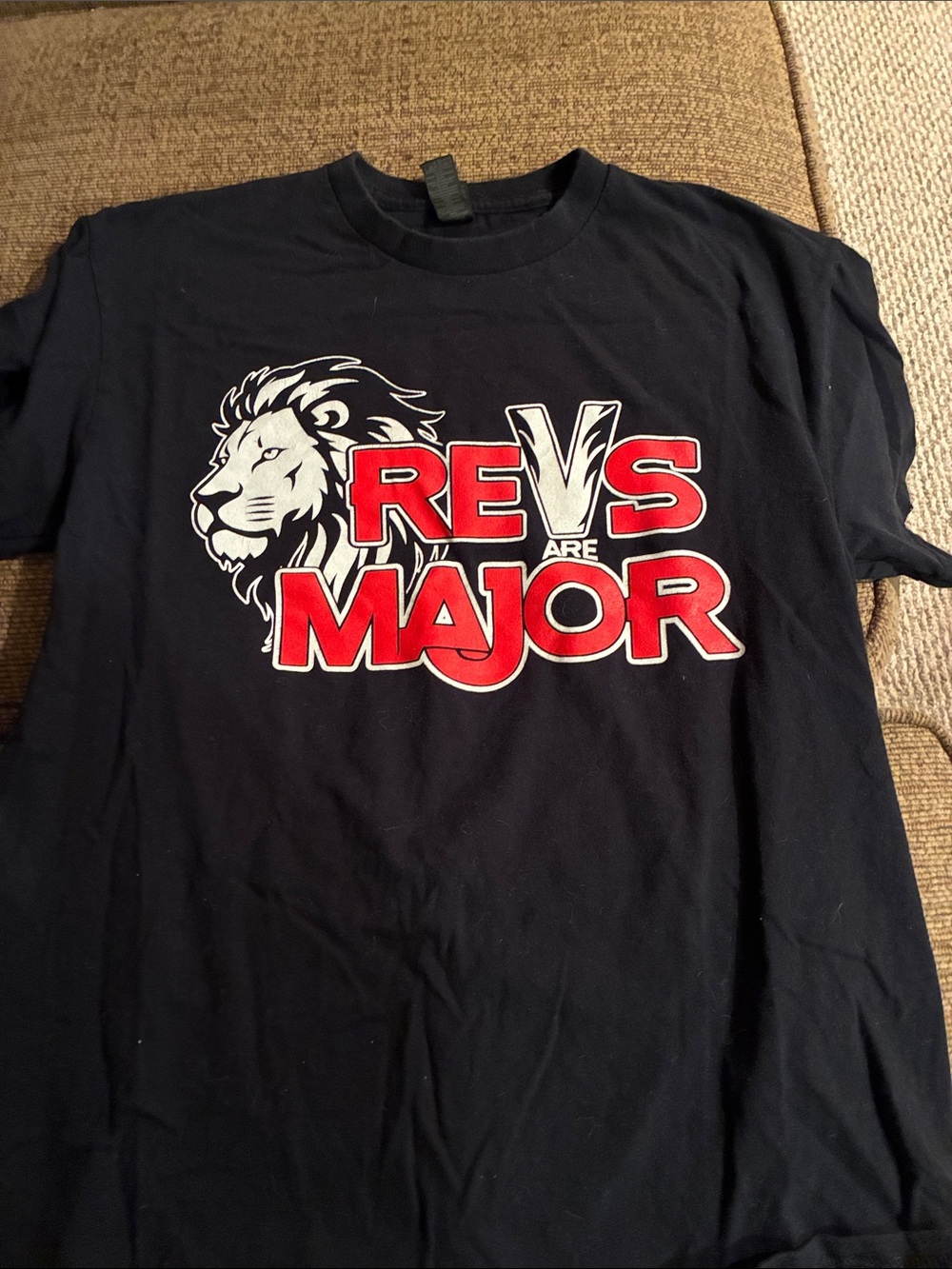 Top Gun Black Graphic Tee "Revs Are Major" with Lion Design